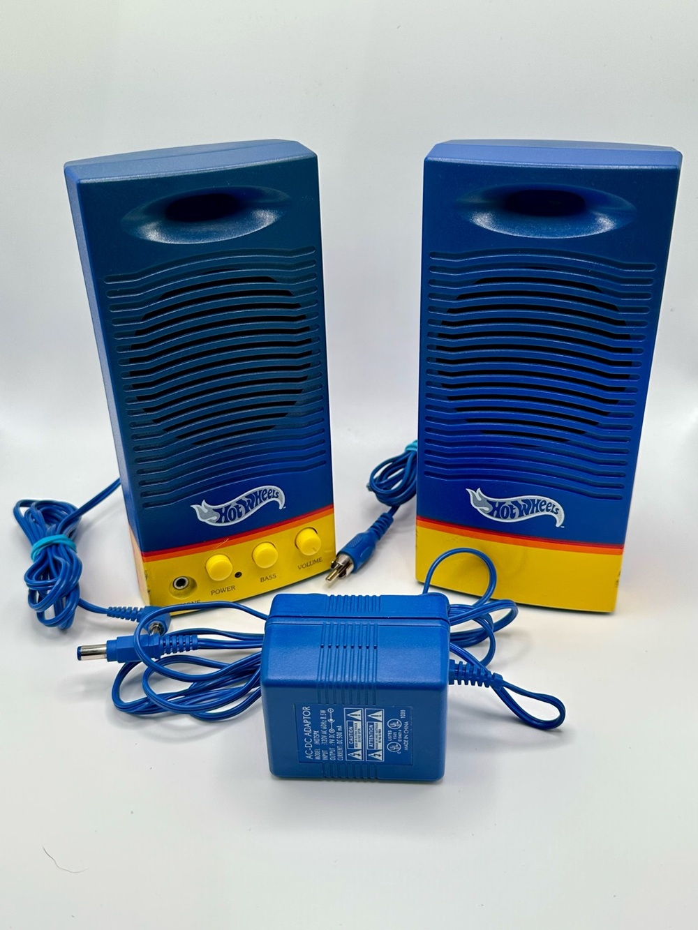 Hot Wheels Vintage Computer PC Speakers Blue Yellow Tested & WORKING! Bass